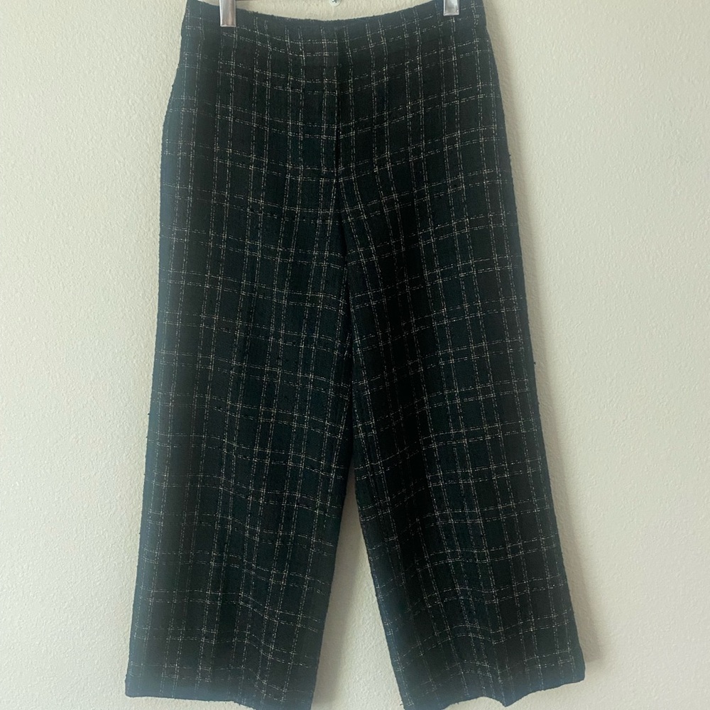 Ann Taylor Women’s Black&Gold Marina Crop Wide Leg High Rise  Pants  00 Petite